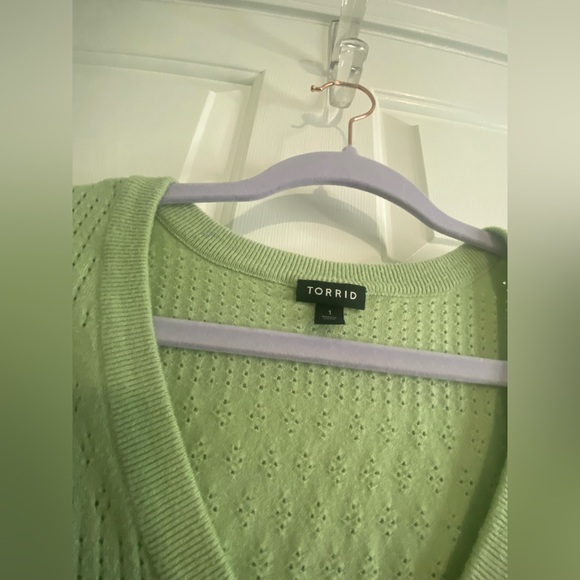 Torrid green everyday soft pointelle pullover v-neck sweater - Picture 4 of 8